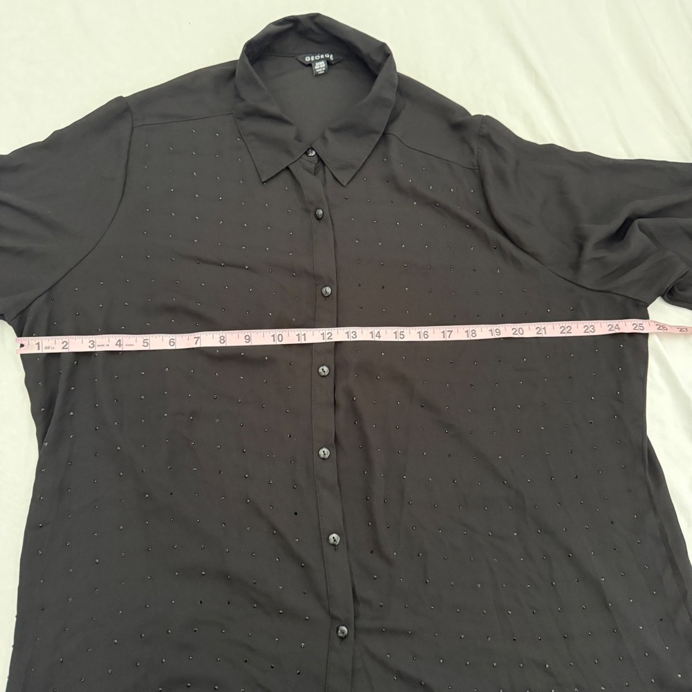 George Womens Fairy Grunge Whimsigoth Sheer Studded Button Top Size 2X *SMOKER* - Picture 4 of 5